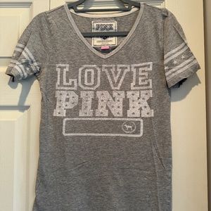 VS Pink Gray Ringer 'Jersey' T-Shirt